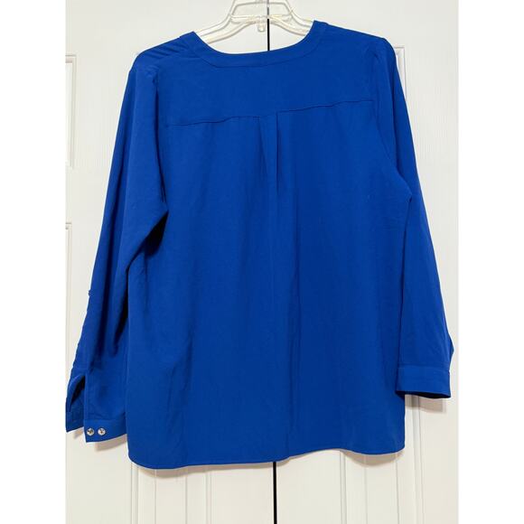 Susan Graver Royal Blue Long Sleeve Blouse, Size 16 - Picture 2 of 7
